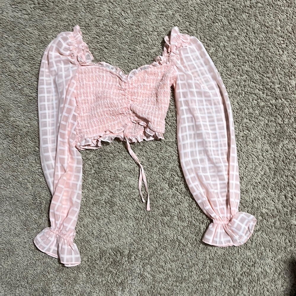 Pink long sleeve tight fit top